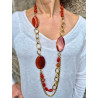 Sautoir ROBIN agate marron - FRANCINE BRAMLI Paris collier