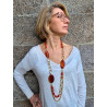 Sautoir ROBIN agate marron - FRANCINE BRAMLI Paris collier