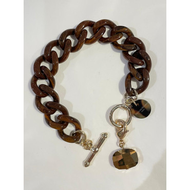 CHARLY Maillons marrons Charms cristal - FRANCINE BRAMLI Paris