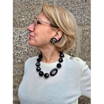 Collier PASCAL noir & nacre - FRANCINE BRAMLI Paris