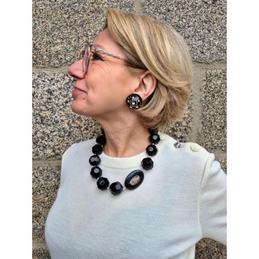 Collier PASCAL noir & nacre - FRANCINE BRAMLI Paris
