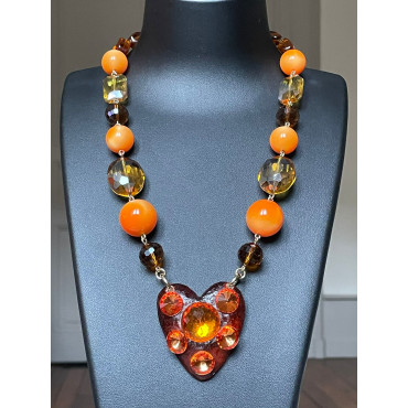 Collier COEUR Ambré/orange - FRANCINE BRAMLI Paris