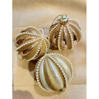 Coffret 3 BOULES décoratives PERLES - MATHILDE M