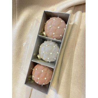 Coffret 3 BOULES décoratives CAPITONNÉES - MATHILDE M