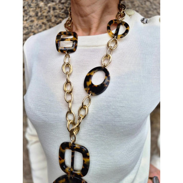 Collier DINO écaille Tokyo & doré - Francine BRAMLI Paris