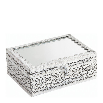 BOÎTE à BIJOUX rectangulaire Précieuse en métal blanchi - MATHILDE M