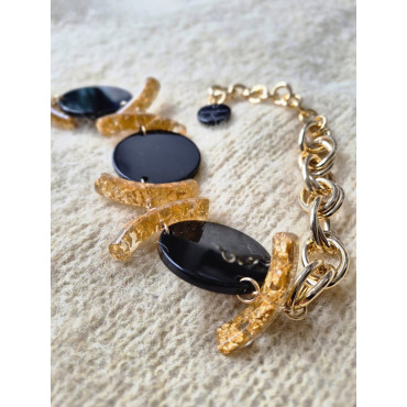 Collier SIMON Noir & Doré - FRANCINE BRAMLI Paris