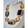 Collier PASCAL noir/gris/rose/doré - FRANCINE BRAMLI Paris