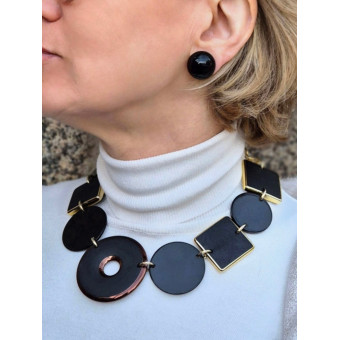 Collier SIMON 2 Noir & Doré - FRANCINE BRAMLI Paris