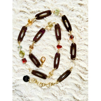 Sautoir LEONARD marron - FRANCINE BRAMLI Paris collier