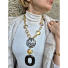 Collier DINO écaille Onyx & cristal - Francine BRAMLI Paris