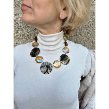 Collier TOMY Cristal/écaille onyx - Francine BRAMLI Paris
