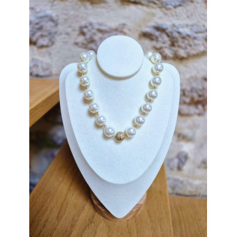 Collier CLOVIS perles nacrées Fermoir Cristal - Francine BRAMLI Paris