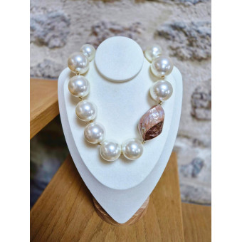 Collier WILLIAM perles nacrée & Nacre - Francine BRAMLI Paris