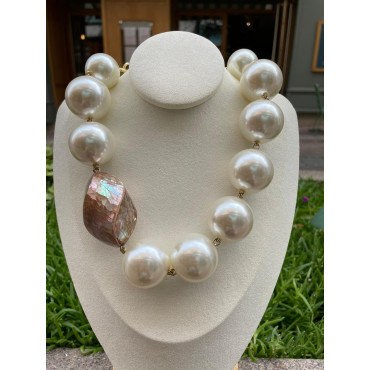 Collier WILLIAM perles nacrée & Nacre - Francine BRAMLI Paris