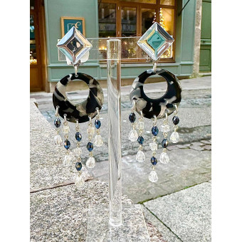 FLORETTE noir & argent cristal - Francine BRAMLI Paris
