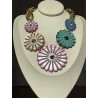 Collier PENSEES rose, beige, bleu & vert - Francine BRAMLI Paris