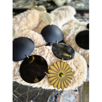 Collier PENSEE kaki noir - Francine BRAMLI Paris