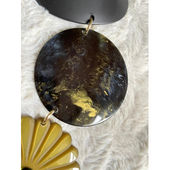 Collier PENSEE kaki noir - Francine BRAMLI Paris