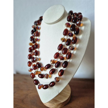 Collier REGIS Marron 3 rangs - FRANCINE BRAMLI Paris