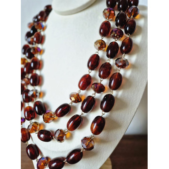 Collier REGIS Marron 3 rangs - FRANCINE BRAMLI Paris
