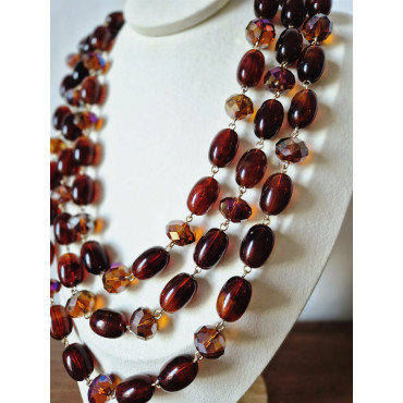 Collier REGIS Marron 3 rangs - FRANCINE BRAMLI Paris