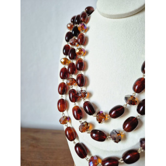 Collier REGIS Marron 3 rangs - FRANCINE BRAMLI Paris