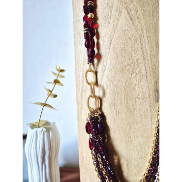 Collier IMPERIAL bordeaux - Francine BRAMLI Paris