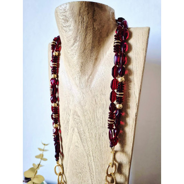 Collier IMPERIAL bordeaux - Francine BRAMLI Paris