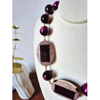 Collier PASCAL rose/bordeaux - Francine BRAMLI Paris