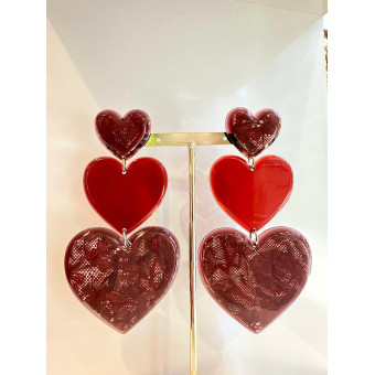 LOVE coeur triple bordeaux - Francine BRAMLI Paris