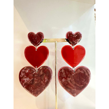 LOVE coeur triple bordeaux - Francine BRAMLI Paris