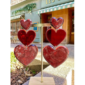 LOVE coeur triple bordeaux - Francine BRAMLI Paris