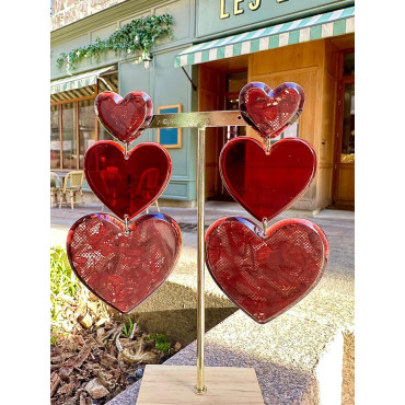 LOVE coeur triple bordeaux - Francine BRAMLI Paris