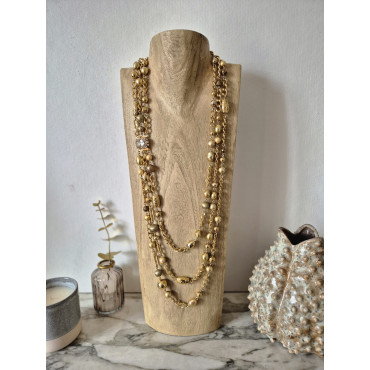 Collier SPLENDEUR doré Fermoir cristal - Francine BRAMLI Paris
