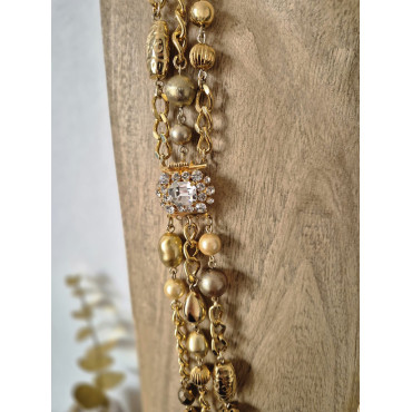 Collier SPLENDEUR doré Fermoir cristal - Francine BRAMLI Paris
