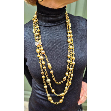 Collier SPLENDEUR doré Fermoir cristal - Francine BRAMLI Paris
