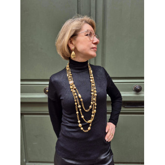 Collier SPLENDEUR doré Fermoir cristal - Francine BRAMLI Paris