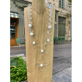 Collier FLORIANO blanc/transparent - Francine BRAMLI Paris