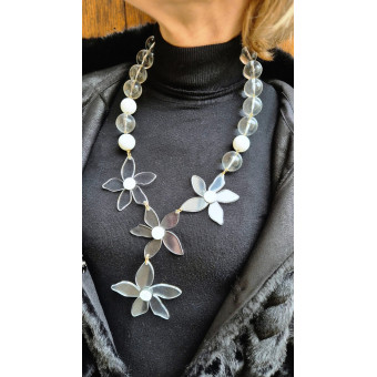 Collier FLORIANO blanc/transparent - Francine BRAMLI Paris