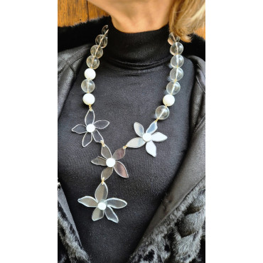 Collier FLORIANO blanc/transparent - Francine BRAMLI Paris