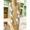 Sautoir EMILIO Blanc/doré - Francine BRAMLI Paris Collier
