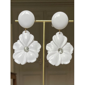 FLEUR blanche pistil en cristal - Francine BRAMLI Paris