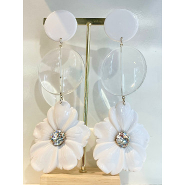 FLEURS blanches pistil en cristal - Francine BRAMLI Paris