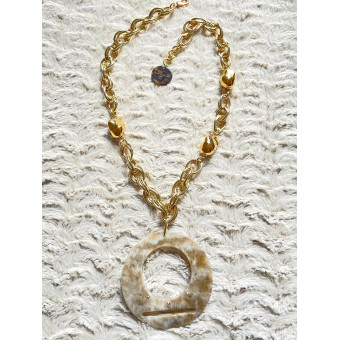 Collier DINO acétate de c. & cristal - Francine BRAMLI Paris