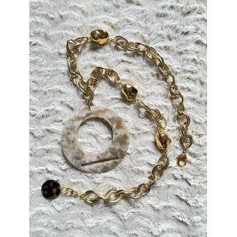 Collier DINO acétate de c. & cristal - Francine BRAMLI Paris