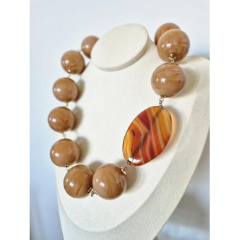 MADANI perles caramel & cornaline - Francine BRAMLI Paris Collier