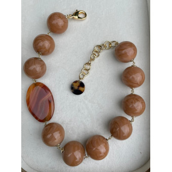 MADANI perles caramel & cornaline - Francine BRAMLI Paris Collier