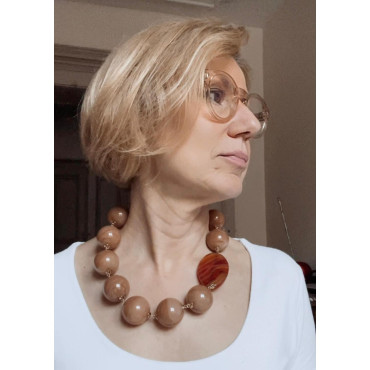 MADANI perles caramel & cornaline - Francine BRAMLI Paris Collier
