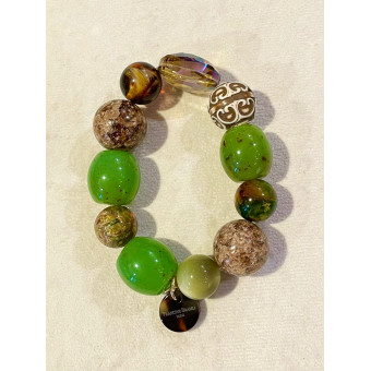 Bracelet GALAXY Marron vert - Francine BRAMLI Paris